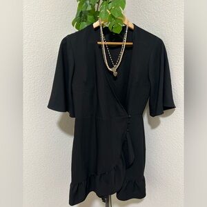 TOPSHOP Wrap Mini Black Dress